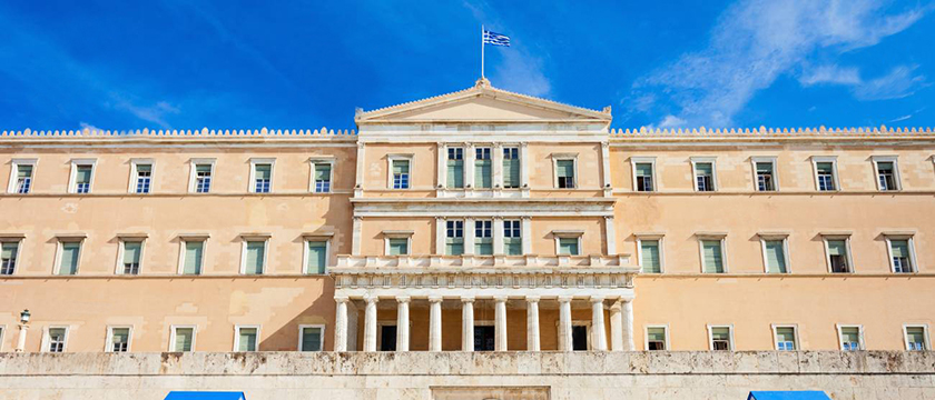 The Hellenic Parliament building on Syntagma Square in Athens, Greece